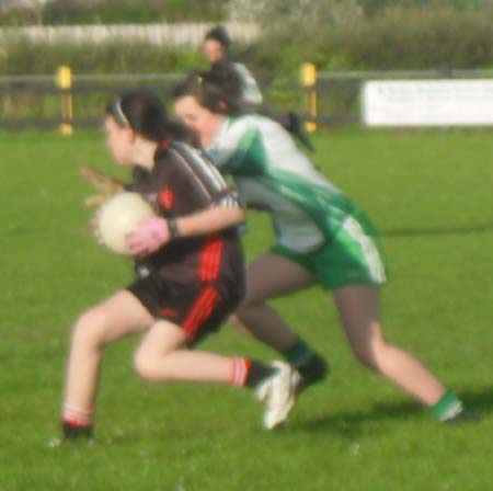 Action from the 2011 ladies under 14 B championship final between Aodh Ruadh and Urris.