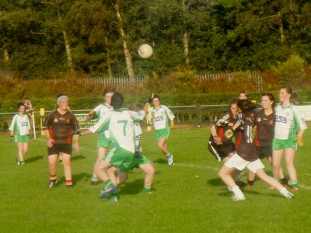 Action from the 2011 ladies under 14 B championship final between Aodh Ruadh and Urris.