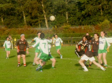 Action from the 2011 ladies under 14 B championship final between Aodh Ruadh and Urris.