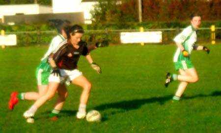 Action from the 2011 ladies under 14 B championship final between Aodh Ruadh and Urris.