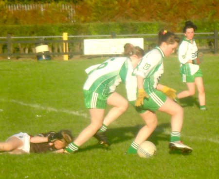 Action from the 2011 ladies under 14 B championship final between Aodh Ruadh and Urris.