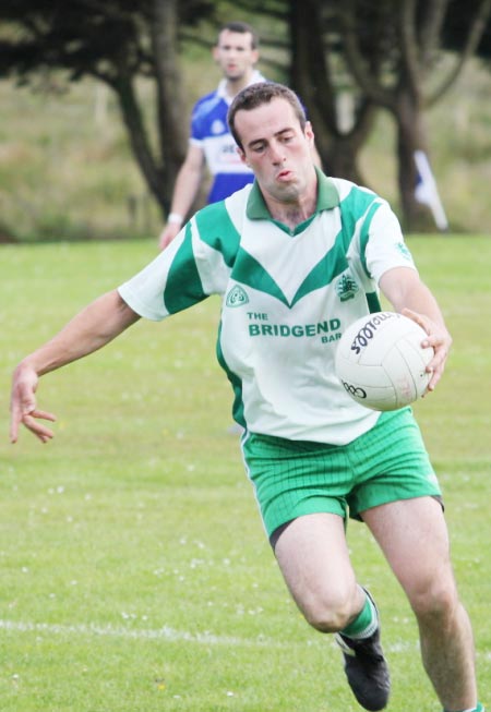 Action from the intermediate reserve championship match against Fanad Gaels.