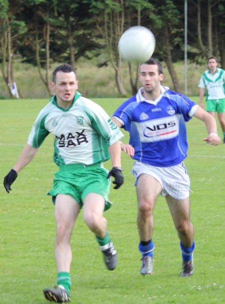 Action from the intermediate reserve championship match against Fanad Gaels.