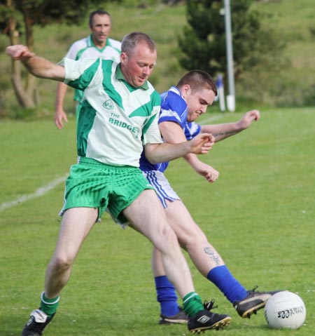 Action from the intermediate reserve championship match against Fanad Gaels.