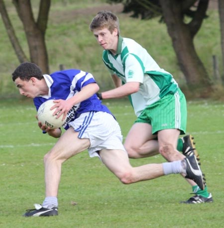 Action from the intermediate reserve championship match against Fanad Gaels.