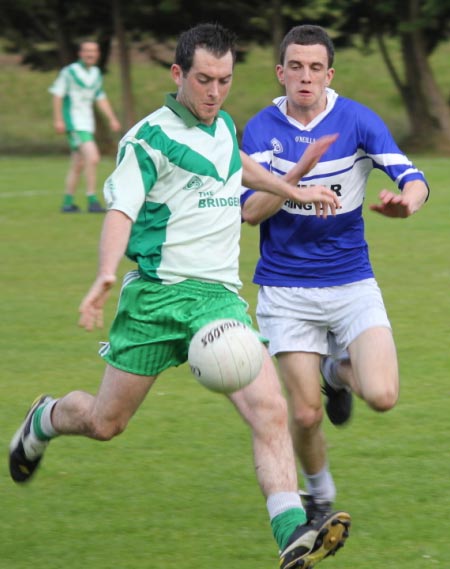 Action from the intermediate reserve championship match against Fanad Gaels.