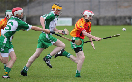 Action from the under 16 hurling league game between Aodh Ruadh and MacCumhaill's.