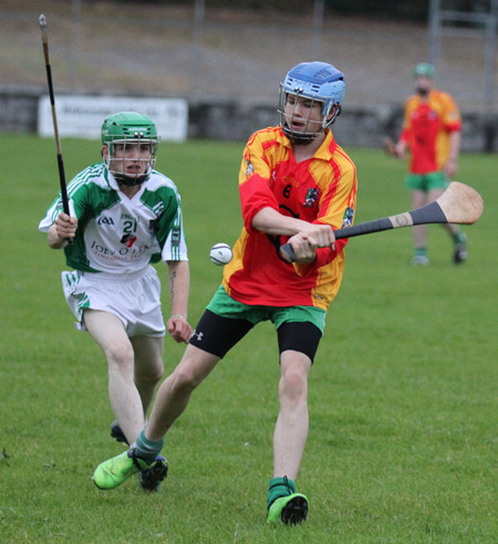 Action from the under 16 hurling league game between Aodh Ruadh and MacCumhaill's.