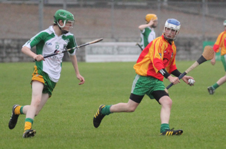 Action from the under 16 hurling league game between Aodh Ruadh and MacCumhaill's.