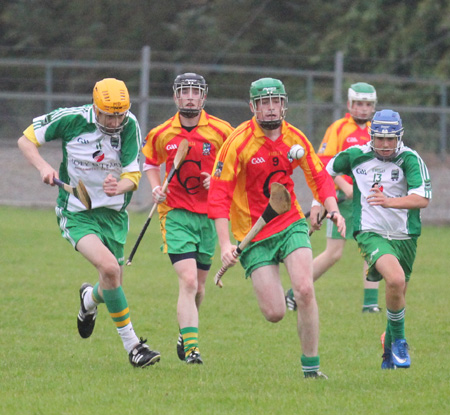 Action from the under 16 hurling league game between Aodh Ruadh and MacCumhaill's.