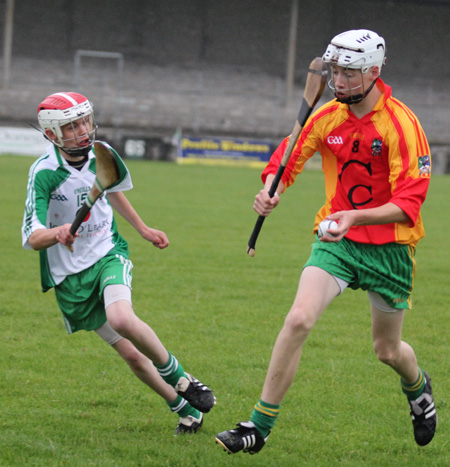 Action from the under 16 hurling league game between Aodh Ruadh and MacCumhaill's.