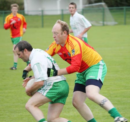 Action from the intermediate reserve football championship match against Saint Naul's.