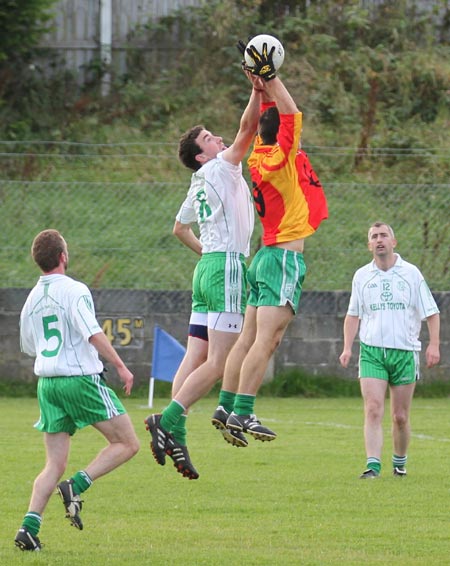 Action from the intermediate reserve football championship match against Saint Naul's.