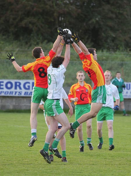 Action from the intermediate reserve football championship match against Saint Naul's.