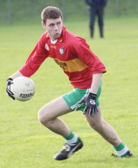 Action from the division three football league match against Saint Naul's.