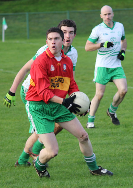 Action from the division three football league match against Saint Naul's.