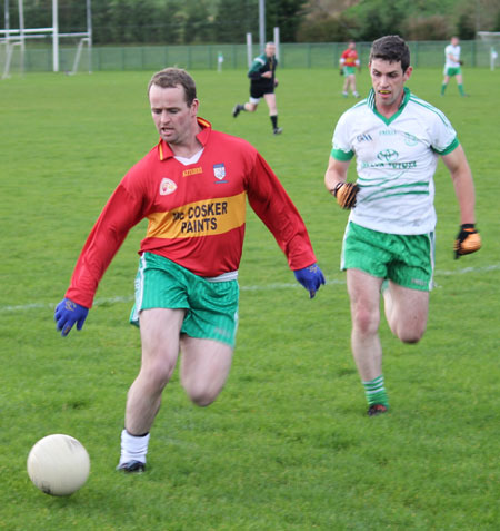 Action from the division three football league match against Saint Naul's.