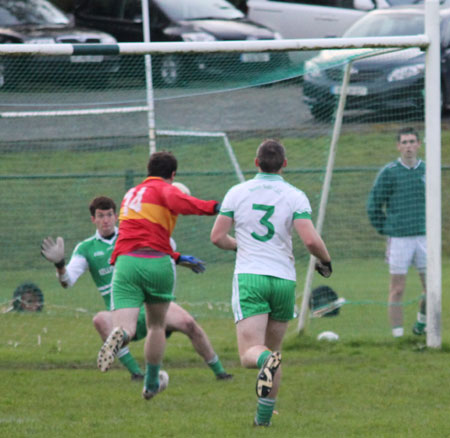 Action from the division three football league match against Saint Naul's.