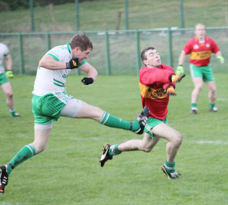 Action from the division three football league match against Saint Naul's.