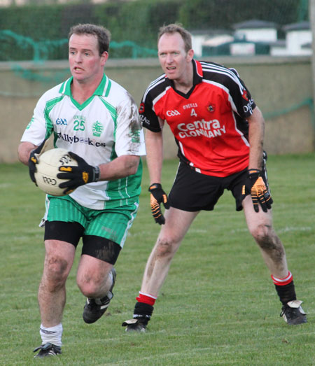 Action from the division three football league match against Urris.