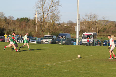 Action from the intermediate reserve football championship match against Saint Naul's.