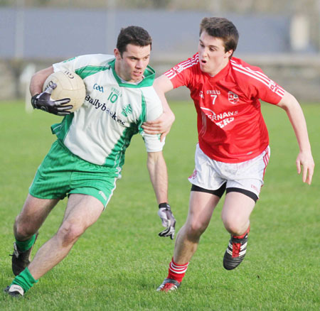 Action from the division three football league match against Naomh Cholmcille.