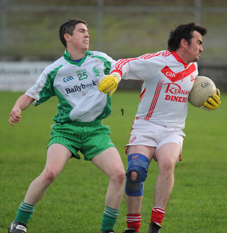 Action from the division three football league match against Naomh Cholmcille.