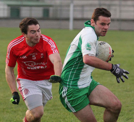 Action from the division three football league match against Naomh Cholmcille.