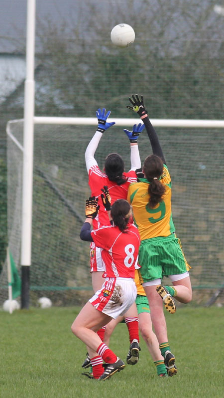 Action from the 2012 NFL division two clash between Donegal and Cork in Pirc Aoidh Ruaidh.