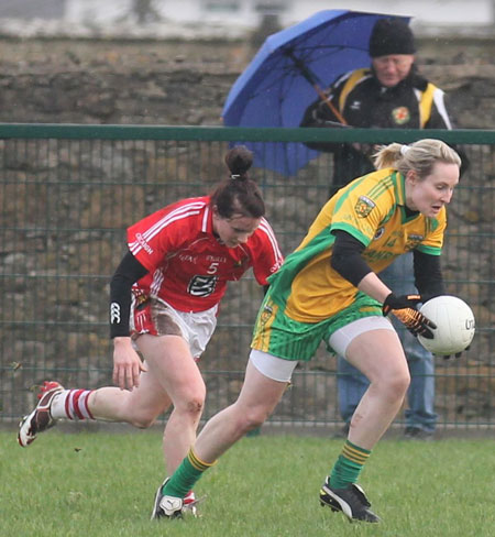 Action from the 2012 NFL division two clash between Donegal and Cork in Pirc Aoidh Ruaidh.