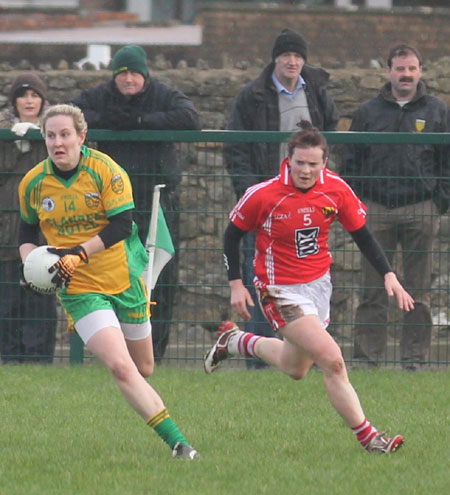 Action from the 2012 NFL division two clash between Donegal and Cork in Pirc Aoidh Ruaidh.