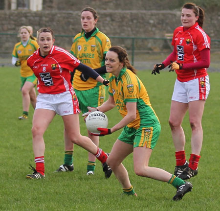 Action from the 2012 NFL division two clash between Donegal and Cork in Pirc Aoidh Ruaidh.