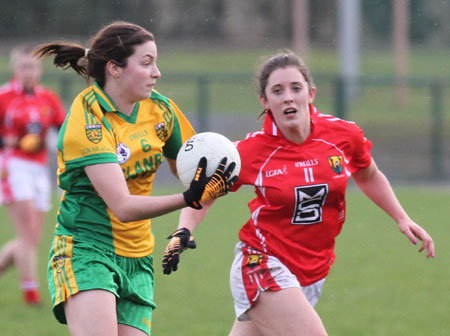 Action from the 2012 NFL division two clash between Donegal and Cork in Pirc Aoidh Ruaidh.