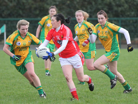 Action from the 2012 NFL division two clash between Donegal and Cork in Pirc Aoidh Ruaidh.