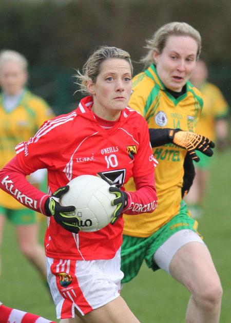 Action from the 2012 NFL division two clash between Donegal and Cork in Pirc Aoidh Ruaidh.