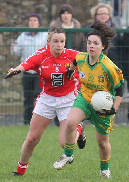 Action from the 2012 NFL division two clash between Donegal and Cork in Pirc Aoidh Ruaidh.