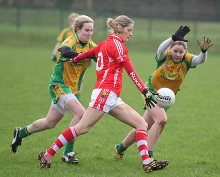 Action from the 2012 NFL division two clash between Donegal and Cork in Pirc Aoidh Ruaidh.