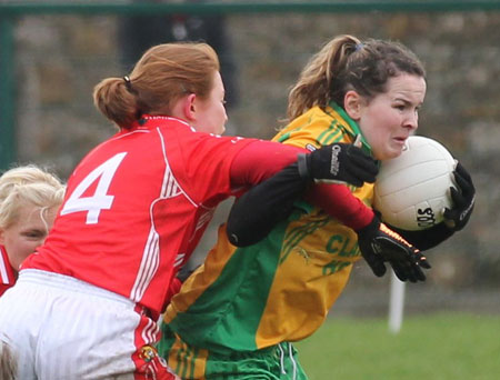 Action from the 2012 NFL division two clash between Donegal and Cork in Pirc Aoidh Ruaidh.