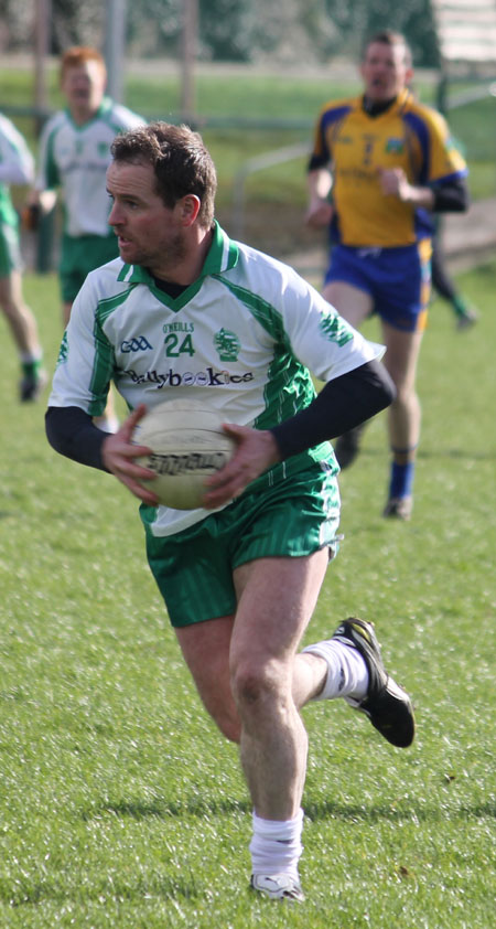 Action from the division three football league match against Burt.