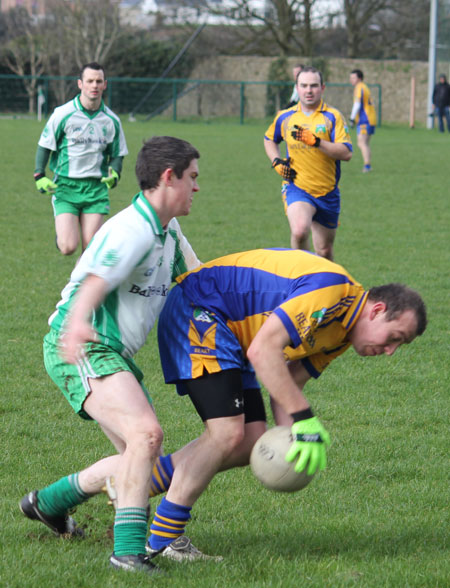 Action from the division three football league match against Burt.