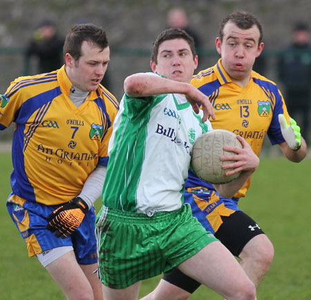 Action from the division three football league match against Burt.