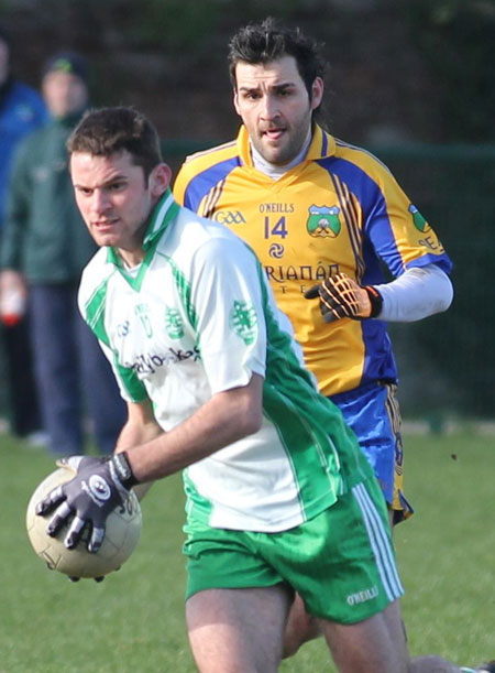 Action from the division three football league match against Burt.