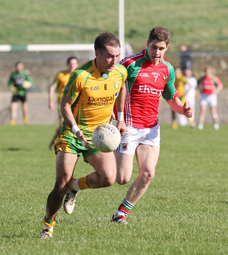 Action from the division one National Football League match between Donegal and Mayo.