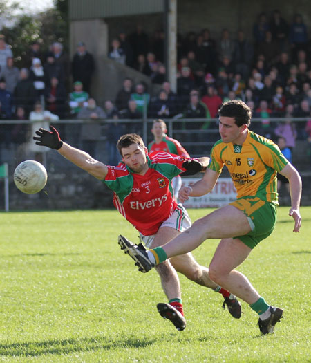 Action from the division one National Football League match between Donegal and Mayo.