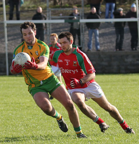 Action from the division one National Football League match between Donegal and Mayo.