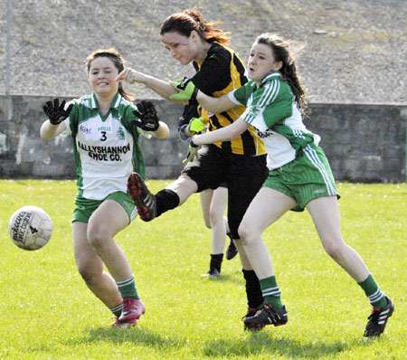 Action from the 2011 ladies under 14 B championship final between Aodh Ruadh and Urris.