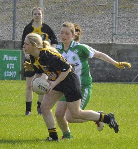 Action from the 2011 ladies under 14 B championship final between Aodh Ruadh and Urris.