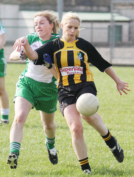 Action from the 2011 ladies under 14 B championship final between Aodh Ruadh and Urris.