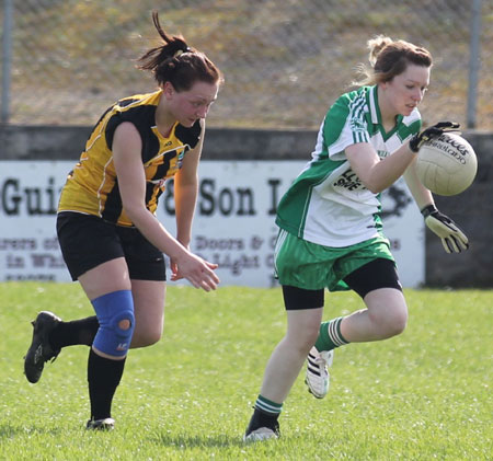 Action from the 2011 ladies under 14 B championship final between Aodh Ruadh and Urris.