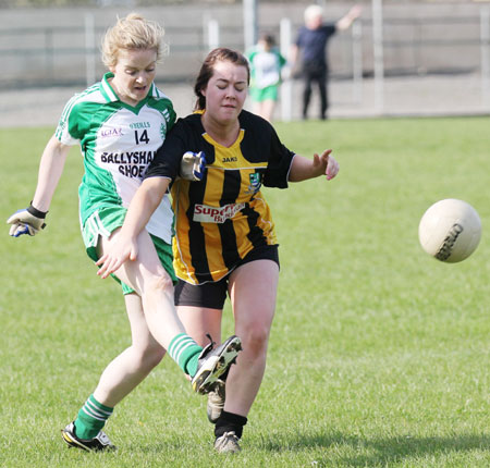 Action from the 2011 ladies under 14 B championship final between Aodh Ruadh and Urris.